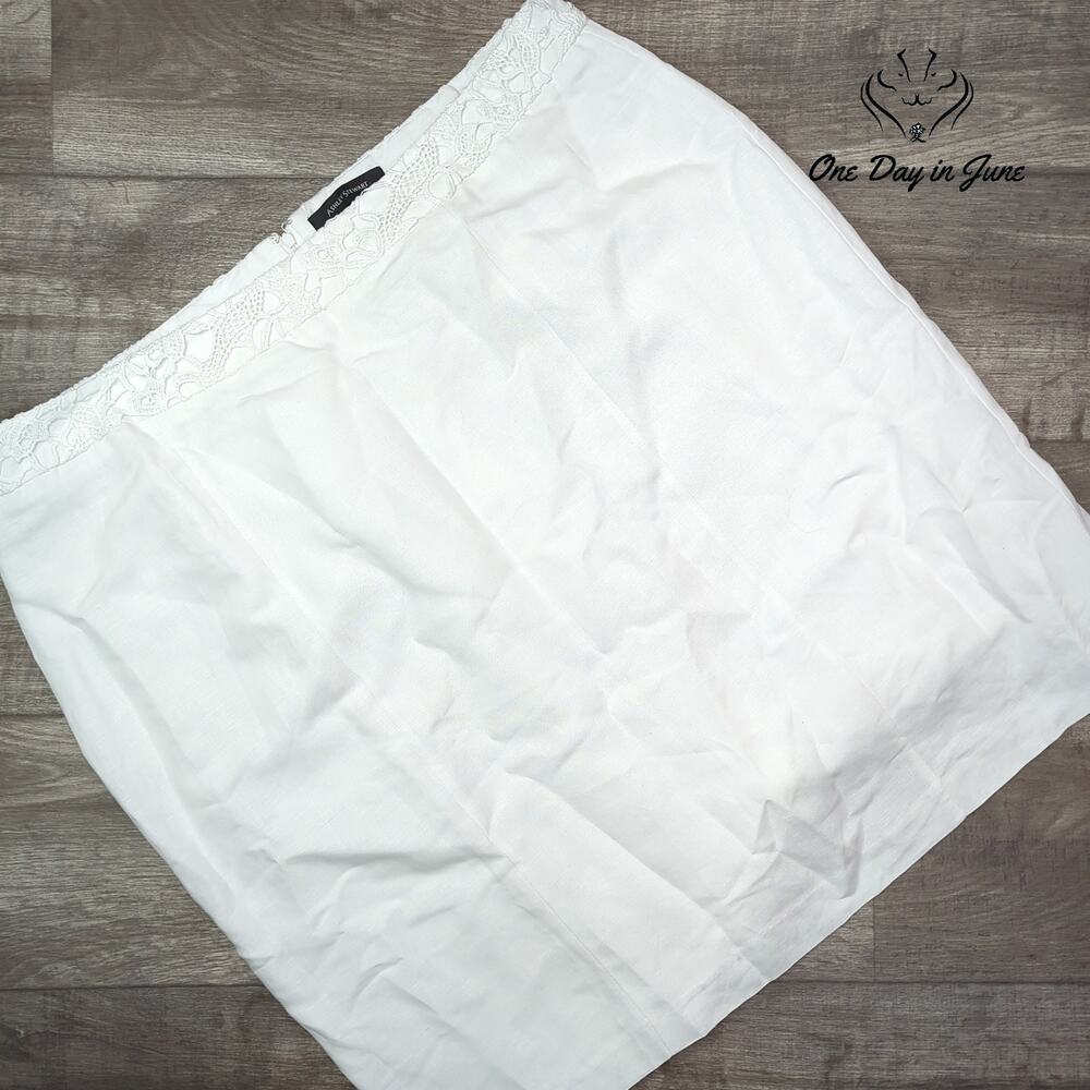 Ashley Stewart Plus Size Linen Mini Skirt Size 24